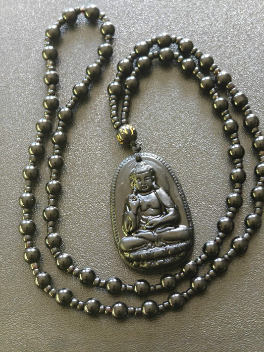 Ebony Buddha Pendant Necklace