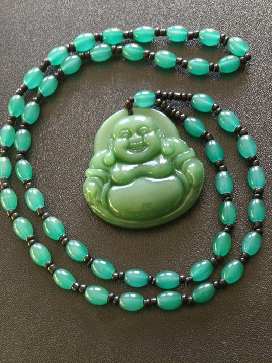 Manmade Jade Buddha Necklace